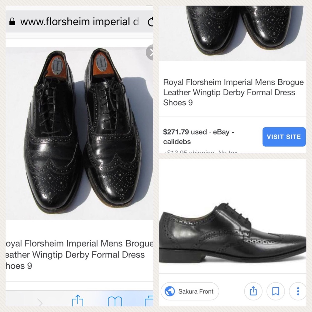 13D Florsheim Imperial derby Wingtips, VGUC - Picture 5 of 6